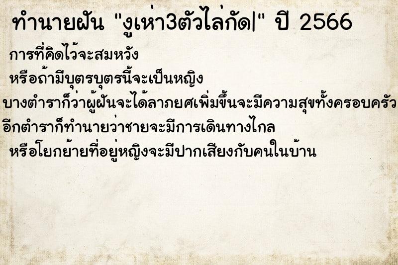 ทำนายฝันทำนายฝันงูเห่า3ตัวไล่กัด|
